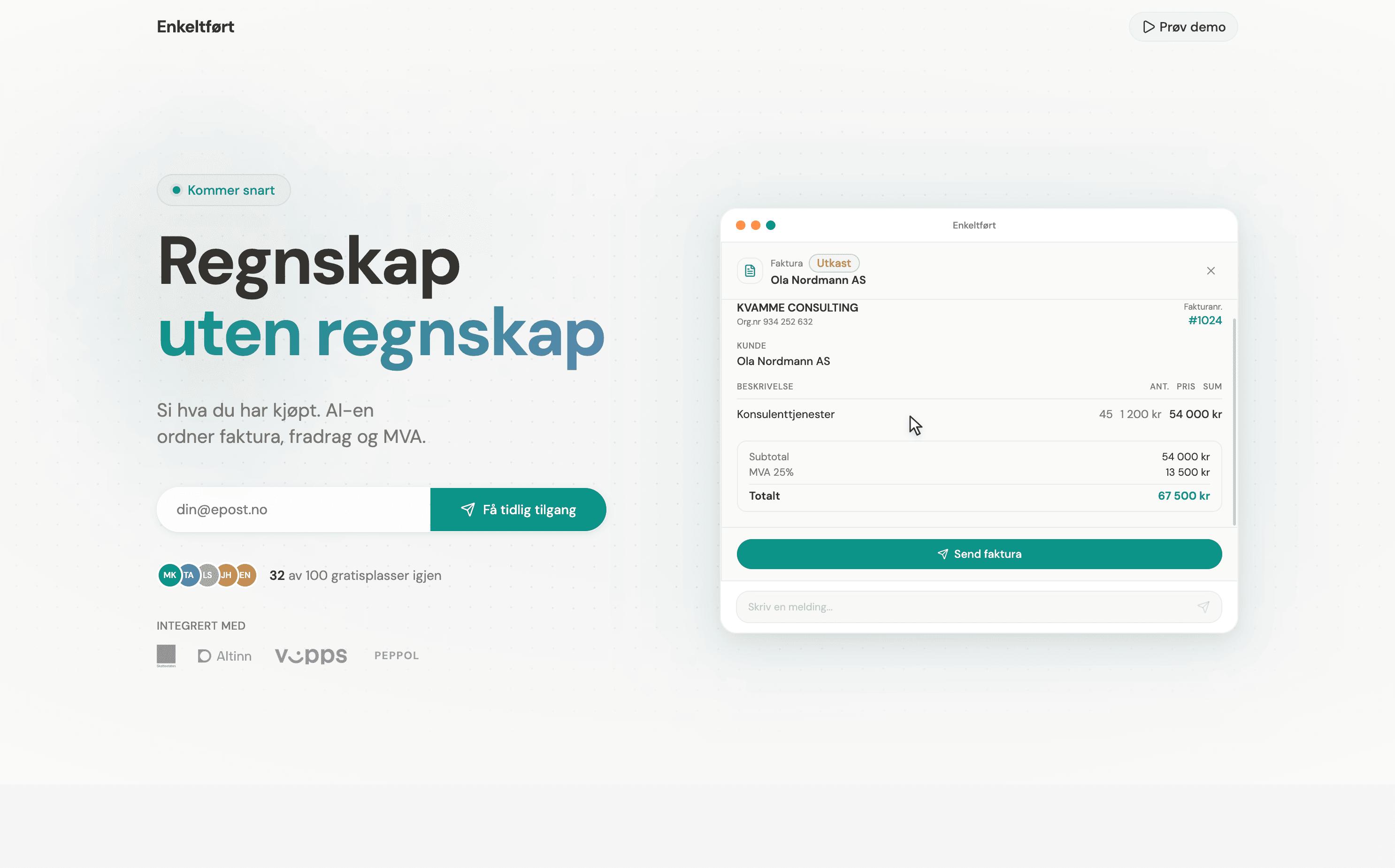 Enkeltført screenshot